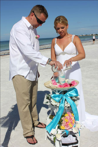Sand ceremony at a beach wedding in Florida